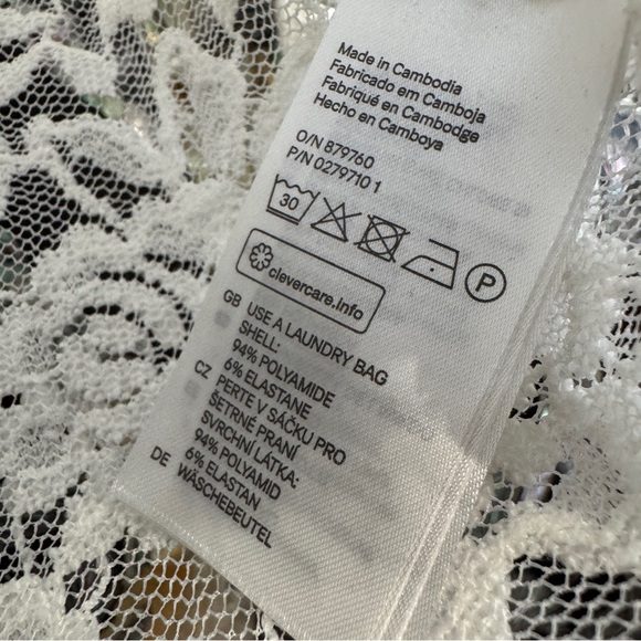 H&M Divided White Lace Crop Top & Tan Button Skirt Set XS/0 - Picture 8 of 12